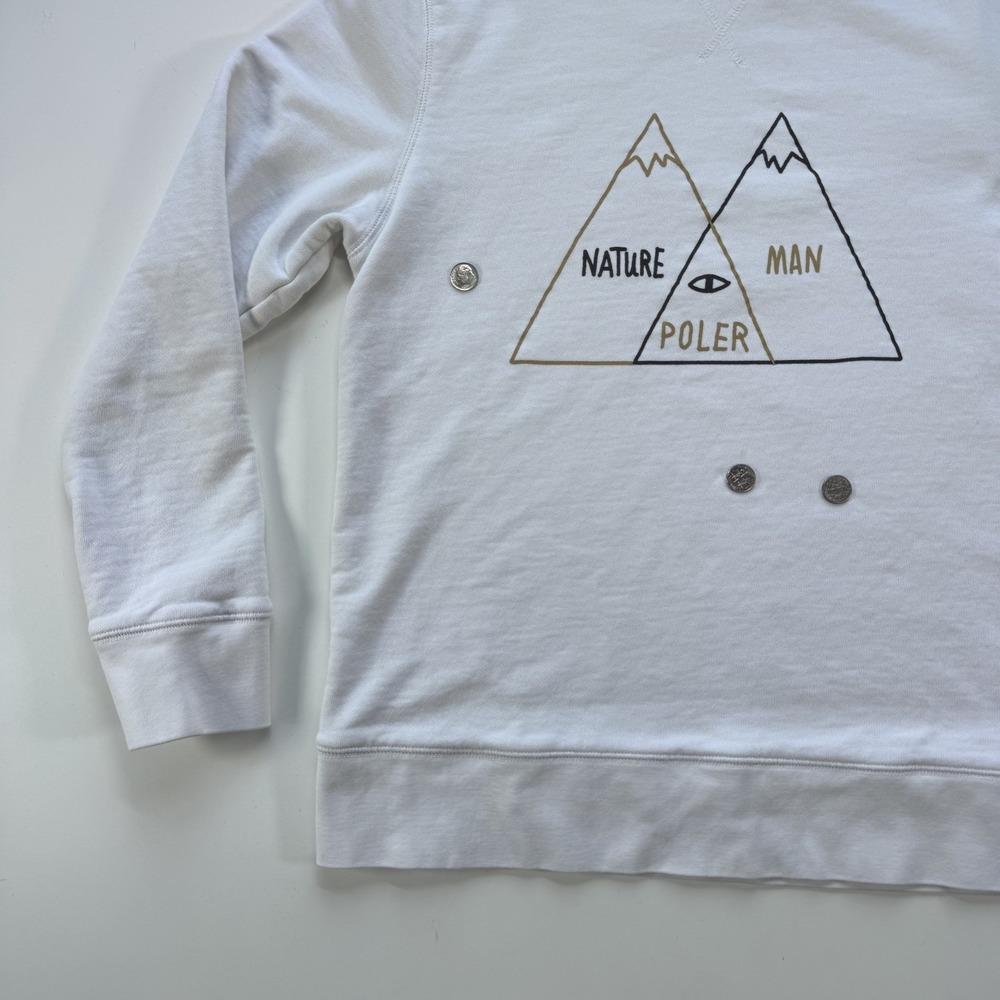 POLER Venn Diagram Logo Pullover Crewneck Sweatshirt Adult Small White *Read - Picture 4 of 14